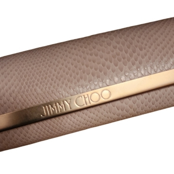 JIMMY CHOO Sunglasses Hard Case  Taupe Embossed Snakeskin with Gold Logo - Picture 8 of 13